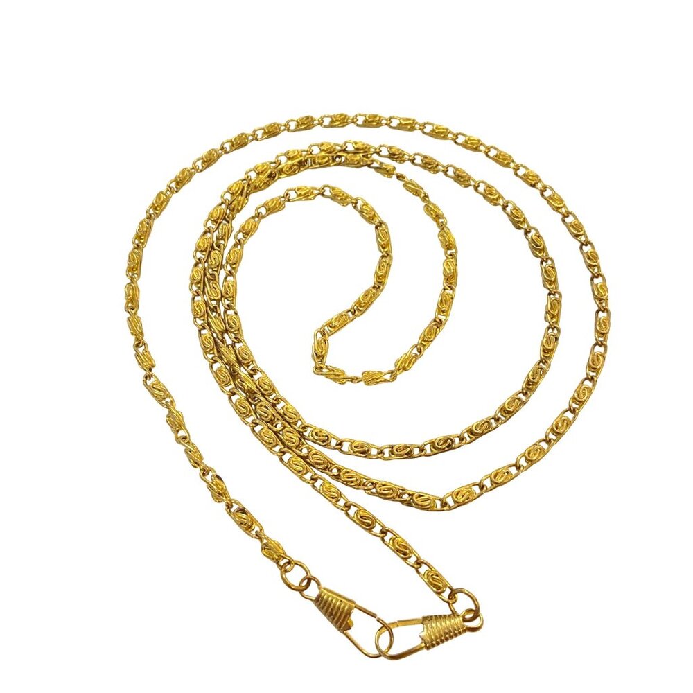 Gold Tone Long Chain Necklace Minimalist Layering Statement Jewelry With Intrica